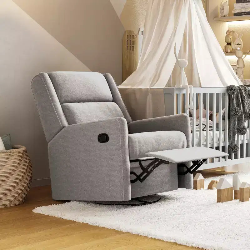 Poltrona Reclinabile Girevole con Funzione Dondolo, Reclinabile Manuale con Girevole a 360 Gradi Perfetta per Soggiorno, Camera da Letto o Cameretta