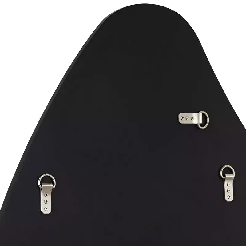 Specchio da parete astratto arrotondato e curvo, con cornice in legno nero opaco, bordo smussato moderno, largo 71 cm per il bagno
