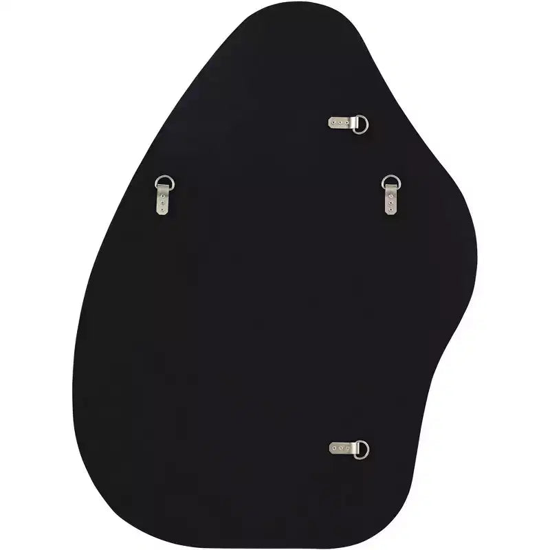 Specchio da parete astratto arrotondato e curvo, con cornice in legno nero opaco, bordo smussato moderno, largo 71 cm per il bagno