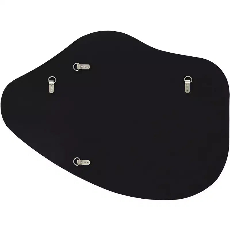 Specchio da parete astratto arrotondato e curvo, con cornice in legno nero opaco, bordo smussato moderno, largo 71 cm per il bagno