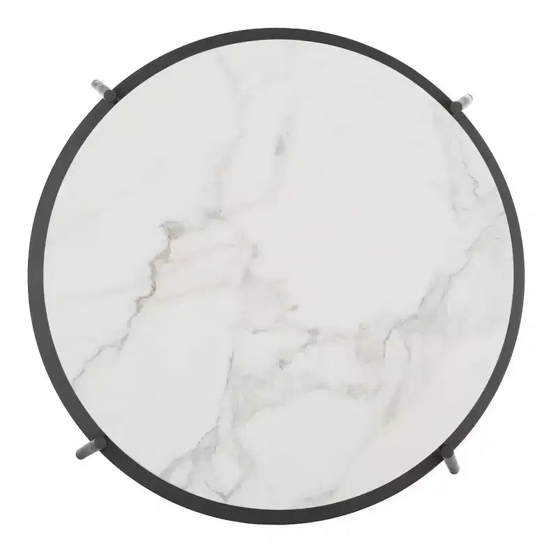 Tavolino Rotondo - Marmo Bianco/Nero