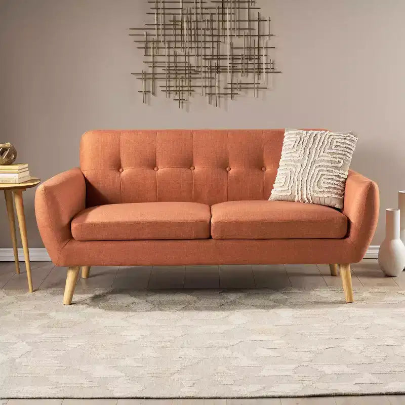 Divano a 2 posti imbottito capitonné Mid-Century Modern 67,25"