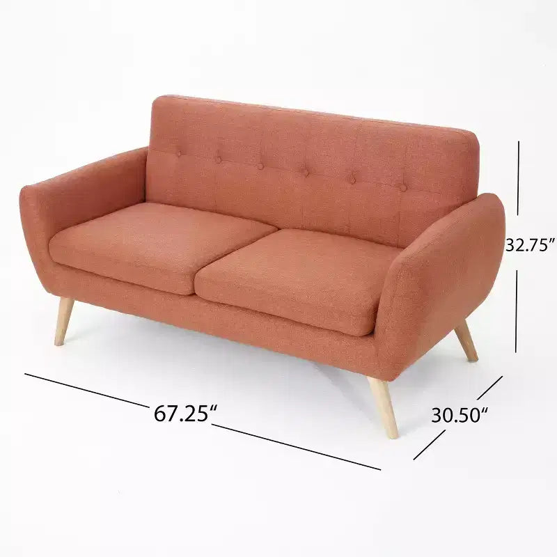 Divano a 2 posti imbottito capitonné Mid-Century Modern 67,25"