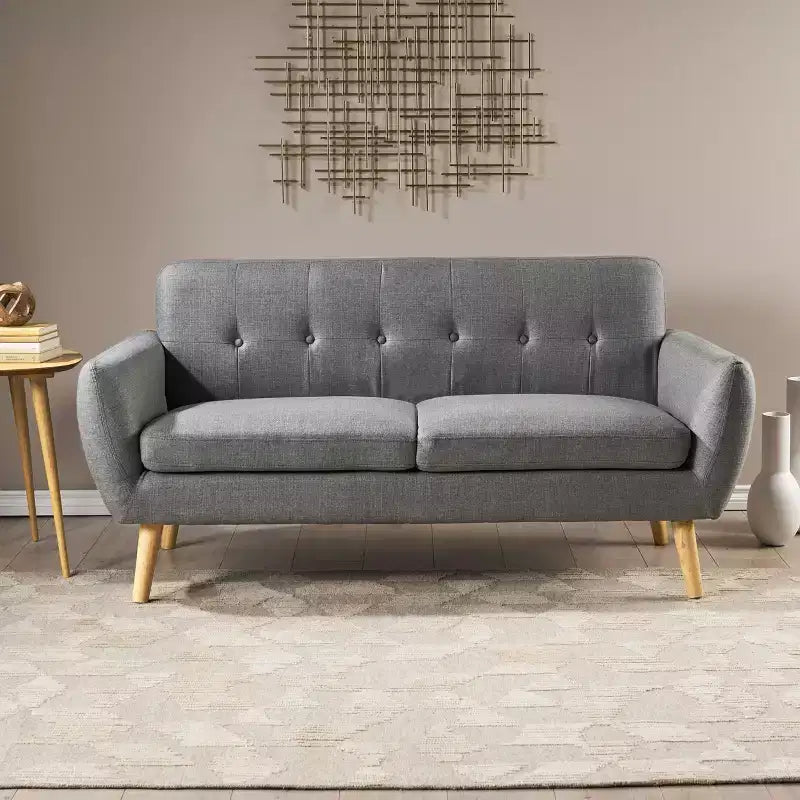 Divano a 2 posti imbottito capitonné Mid-Century Modern 67,25"