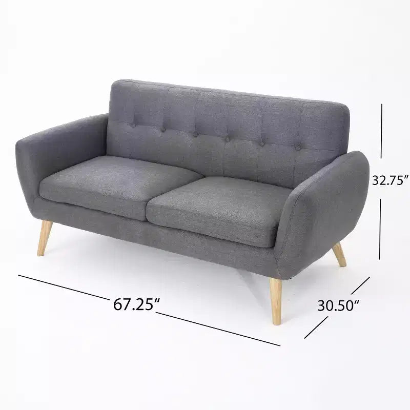 Divano a 2 posti imbottito capitonné Mid-Century Modern 67,25"