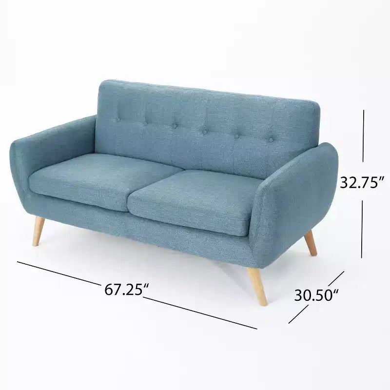 Divano a 2 posti imbottito capitonné Mid-Century Modern 67,25"