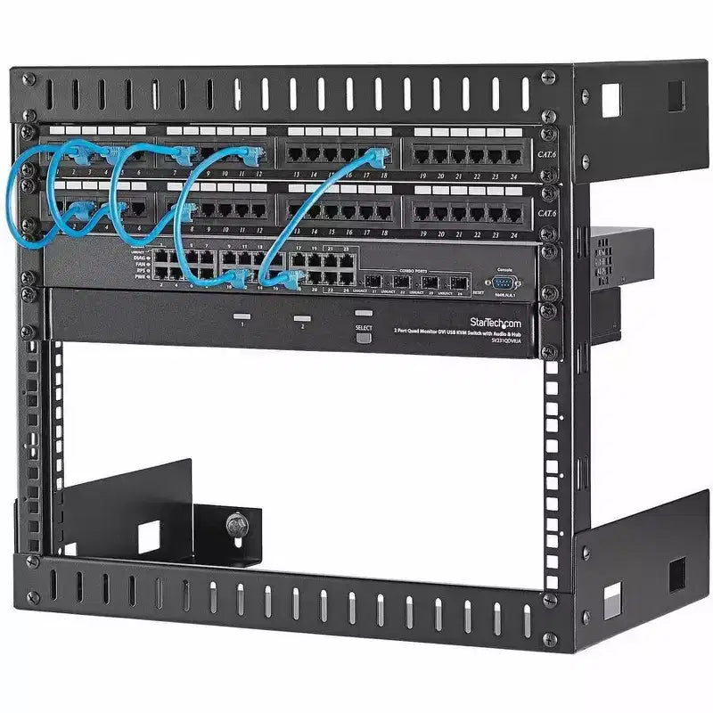 Rack di rete a muro con telaio aperto 8U - Profondità 12 pollici