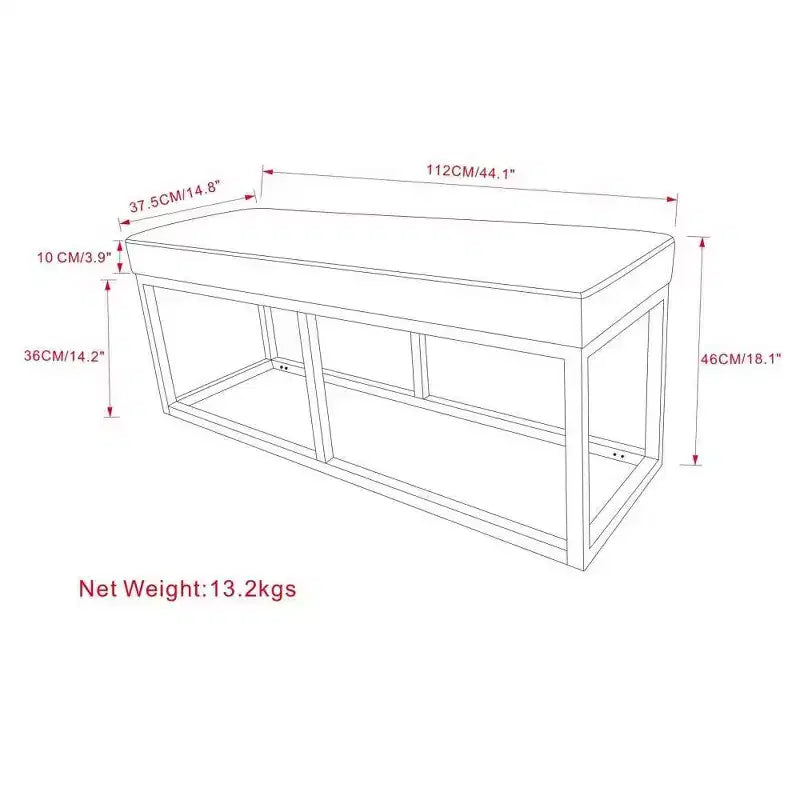 Panca poggiapiedi rettangolare contemporanea larga 112 cm
