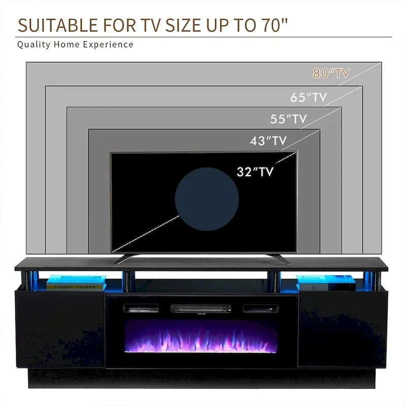 Mobile TV con caminetto da 70" con caminetto elettrico da 36"