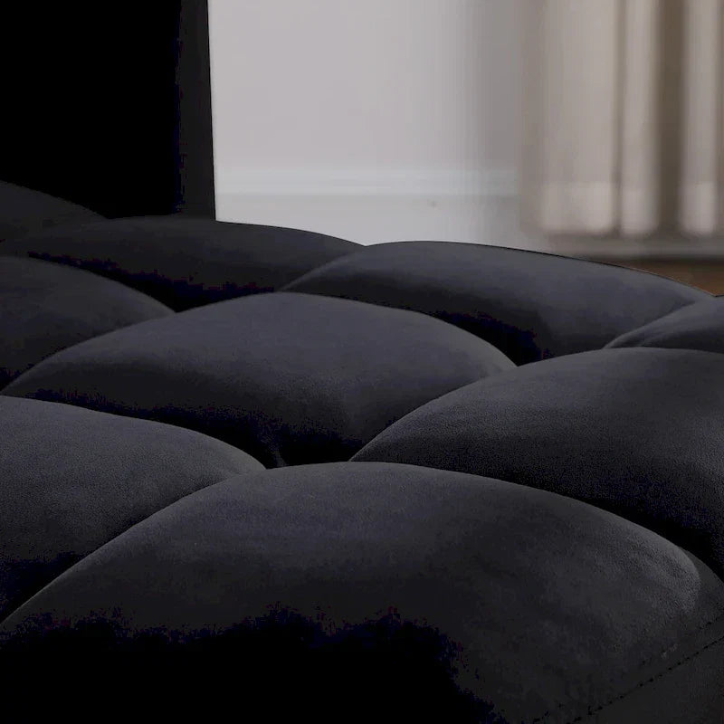 Divano letto 3 in 1 convertibile, poltrona e lettino, nero