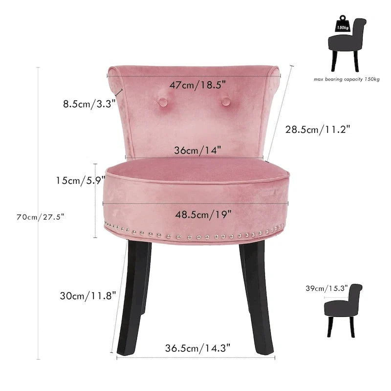 Sgabello per vanità in legno massello alto 27,5 - 27,5 A X 19 L X 11,8 P