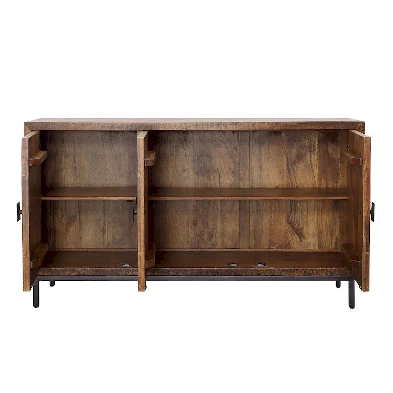 Credenza a 2 cassetti, 63 pollici di larghezza, marrone