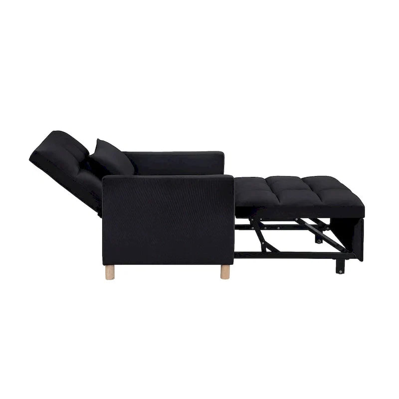 Divano letto 3 in 1 convertibile, poltrona e lettino, nero